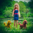 Angela with Hubert and Cuthbert (Vintage Sindy Doll and Felted Friends)