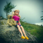 Sporty Sindy with Bramble having a rest during their long walk (Vintage Sindy Doll in Scotland)